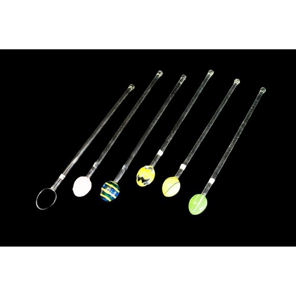 Set Of 6 Colorful Glass Swizzle Sticks For Cocktails & Drinks - Picture 1 of 3
